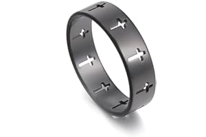 SIPURIS Bague en Forme de Croix pour Homme et Femme - Acier Inoxydable - Prière du Seigneur - Anxiété Religieuse - Mariage Empilable