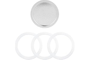 Sivaphe Espresso Maker Replacement Parts for Aluminum Moka Pot, Includes 1 Filter and 3 Silicone Gasket Seals (9 Cup)