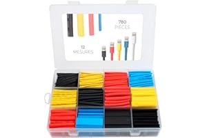 MEYSON Set De 780 Piezas De Tubo Termoretractil Para Cables - 12 Tamaños Distintos - Tubos Termorretráctiles Para Arreglar Cables - Diseñados para aplicarle calor - Para prevenir Corrosion, Oxido, Agua