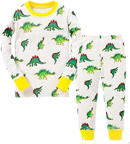 Pandaprincess A Lot Of Dinosaurs Little Boys 2 Piece Pajama 100% Cotton(2-10years) (3T, White)