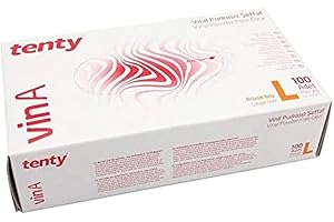 LGC Tenty VinA Vinyl Einweghandschuhe - puderfreie Vinyl Einmalhandschuhe (L) 100er Packung