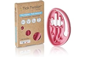 Tick Twister Etui ClipBox Comprenant 3 Tire-tiques - Permet de Retirer Les tiques sur Les Chiens, Chats, Chevaux et l’Homme – Fabriqué en France (Rose)