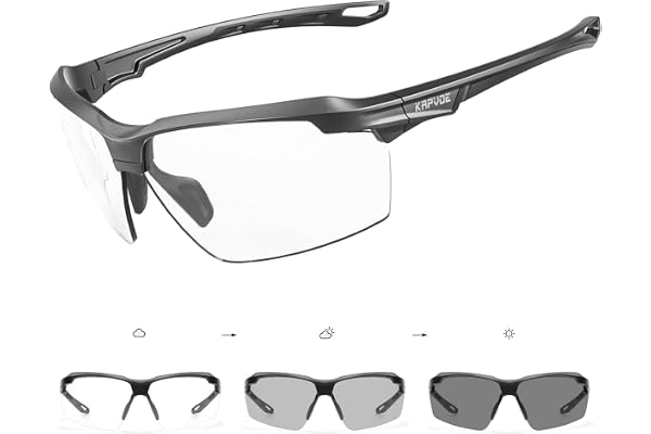 KAPVOE Lunette de Cyclisme Photochromique Homme Lunette VTT TR90 Cadre Lunette Velo Lunette Course à Pied Femme Lunette de Soleil Sport Lunette Velo Route Lunette de Soleil Course K87