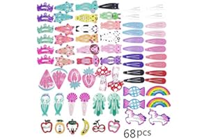 Hoomall 68pcs Kids Hair Clips BB Snap Hair Clip Cartoon Cute Pattern Hair Pins Animal Fruit Water Drop Metal Hair Clips Snap Barrettes for Girls Toddlers Kids Women Accessories