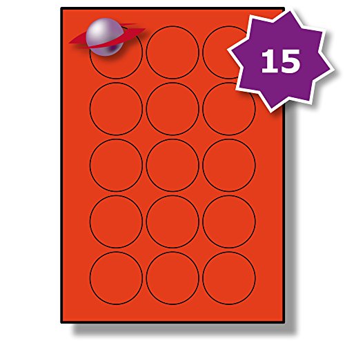 15 Per Sheet, 500 Sheets (7500 ROUND CRIMSON RED Labels). Label Planet® Round Coloured Paper Labels, 51mm Diameter, LP15/51R C.