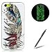 Produktbild iPhone 5C Luminous Hülle,Feeltech [Frie Schwarz Stylus Pen] Nacht Leuchtend Silikone Tasche Für Apple iPhone 5C,Luminous Fluoreszieren Im Dunkeln Lichtdurchlässig Weiche TPU Transparente Crystal Clear Noctilucent Etui Handyhülle Anti Kratzer Stoßfest Flexibel Dünnen Silikon Gummi Soft Bumper Rückhülle Schale Für Apple iPhone 5C - Feder