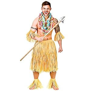 Hawaiian Party Guy/Zulu Warrior 5 Piece Raffia Set – Adult Costume