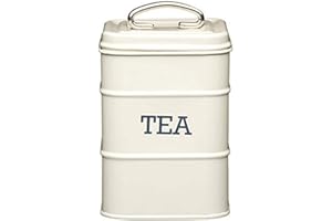 KITCHENCRAFT Living Nostalgia Lata de Té, Estilo Vintage, Metal, Antique Cream, 11 x 17 Gris