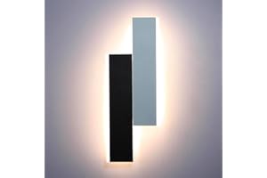 niuniaj Applique Murale Intérieure 10W Applique Murale LED,40CM Lampe Murale,lumiere murale interieur,Blanc Chaud 3000K Applique Murale Design Noir Blanc pour Chambre Salon Escaliers Couloir