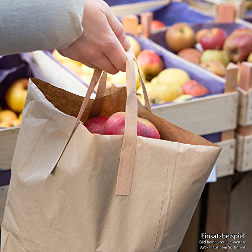 greenbox 250x Papier Einkaufstüten | 25,5×12,5×30,5cm | 70gsm | mit 80% Recyclingpapier | braun, ungebleicht | biologisch abbaubar, kompostierbar | recycelbar | reißfest | hohe Tragkraft | unbedruckt - 3