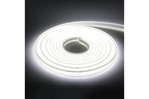 HEGEHE Alto Brillo Tira de LED COB 220V, 360 LED/m, IP65 Impermeable, Cada Corte de 50cm, Luz de Cuerda Flexible con Alimentación (2m, Blanco Frio)