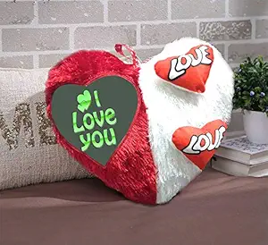 DreamVio Love Heart Shape Valentine Day Gift Fur Cushion,Plush Pillow for Gifting on Birthdays,Anniversaries Color - Red, White (Size- 17x17 inch) Shape 35