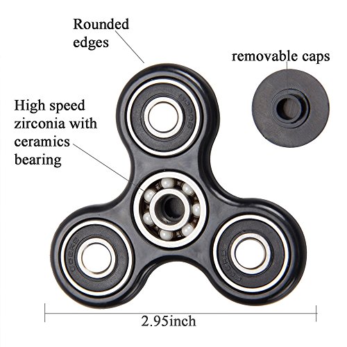 Hand Spinner Fidget Spinner Spielzeug Stress Reducer Tri-Spinner Fidget Premium Hybrid Keramik Lager EDC Focus Spielzeug für Töten Zeit entlasten Stress (2Pack(Weiß+Schwarz))HS053BW - 5