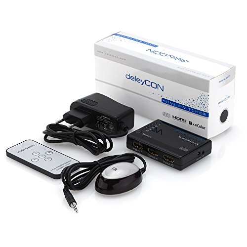 deleyCON HDMI Switch Verteiler 5 Port Automatisch – 3D Ready bis 1080p – inkl. Fernbedienung – [5x IN / 1x OUT] - 4