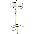 RIGIDON 200W Tripod Stand LED Work Light, Twin 100W Floodlight, Flexible Portable Job Site Light, 20000LM 175V to 265V Outdoor Indoor worklight for Workshop, Garage, Construction, Basement, IP65 6000K