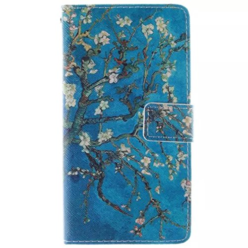 Samsung Galaxy A7 Case,Samsung Galaxy A7 Wallet Case,Coffeetreehouse Samsung Galaxy A7 Leather Case Luck oft PU Leather Notebook Wallet Embossed Flower Tree Design Case with Stand Function Card Holder and ID Slot Pattern PU Leather Flip Protective Magnet Case Cover with Stand Card Holder for Samsung Galaxy A7— Apricot tree