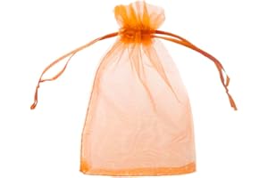 EVENTKAUF 100 x Organzabeutel Verschiedene Größen, große Farbauswahl, Organzasäckchen Geschenkbeutel Geschenkverpackung (Orange, 10 x 15 cm)