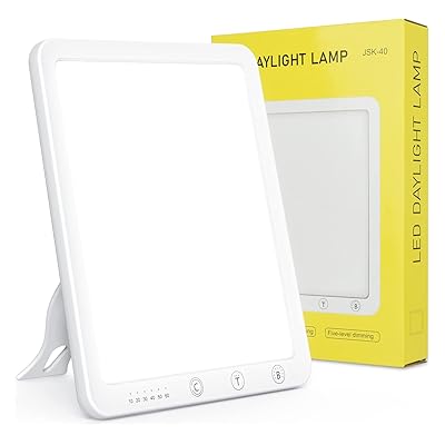 SAD Lamp, Light Therapy Lamp 10000 Lux, SAD LED Lights with 5 Brightness Modes,Portable Natural Sunlight Lamp with Memory Function