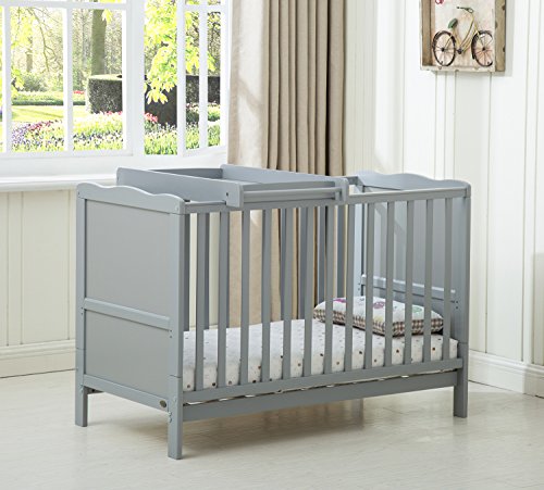 grey wooden cot