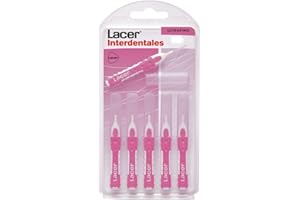 LACER - Cepillo Interdental Recto Ultrafino 6 Unidades, Mango Bimaterial y Antideslizante, Cuello Flexible, Filamentos Tynex, Previene y Elimina la Placa Bacteriana