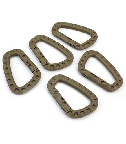 Lot De 4 Mousquetons En Plastique D – 2 Noirs, 2 Vert Olive – Légers, Résistants UV – Camping, Randonnée
