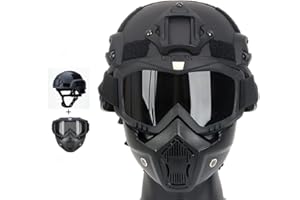 QJYZHAN Casque Et Masque Mich Airsoft avec Rails latéraux Nvg avec Lunettes Amovibles Et Réglables CS Helmet Kit