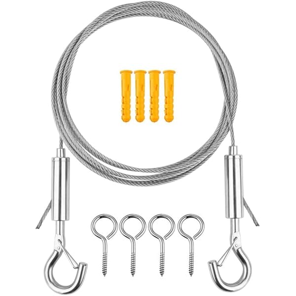 FINELYCR Edelstahl Seilaufhängung 1,5mm X 5m - Mit Ösen Und Haken