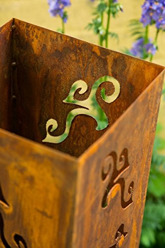 Feuersäule / Säule Metall Edelrost H: 80cm Standsäule f. Bioethanol + Brennpaste - 3