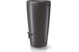 SPETEBO Design Regentonne 240 L mit Wasserhahn - anthrazit - Regentank mit Pflanzschale als Deckel - Kunststoff Wasser Tonne Regen Tank Blumen Pflanzen Kübel wetterfest frostsicher