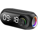 Alarmlı Bluetooth Fm Radyo Hoparl&ouml;r + TF Kart + Aux + Saat Alarm Hoparl&ouml;r Şarjlı Dijital Masa Saati