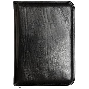 Echtes Leder Agenda mit Reißverschluss - Elegant - Täglich 15x21 Täglich-wöchentlich 17x24-schwarz