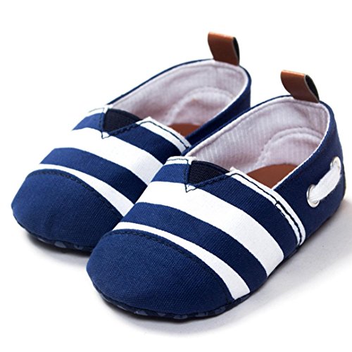 For 0-12 Month,Clode® Baby Boys Toddler Soft Sole Strip Shoes Infant Boy Girl Toddler First Walker Shoes (UK:2(6~12Months), Blue)