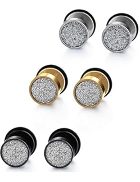 Jstyle Edelstahl 3 Paare Matt Ohrstecker Creolen Ohrstecker Tunnel Ohrringe Männer für Damen und Herren Frauen