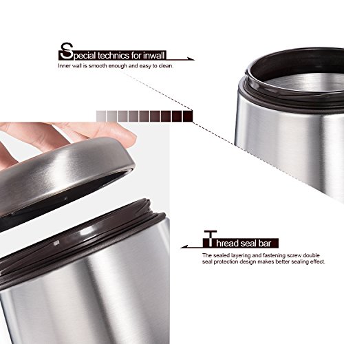 E-PRANCE Kaffeedose Vorratsdose Edelstahldose mit Löffel, für Kaffeebohnen/-pulver, Tee, Nüsse, Kakao, Magnet im Deckel, Edelstahl silber 1,5L - 2