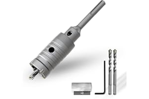 CSOOM Otwornica do betonu 35 mm z przedłużeniem SDS-Plus 110 mm, zestaw otwornic do betonu, zestaw otwornic do betonu, 4 wiertła centrujące 8 x 110 mm, końcówka z twardego metalu, 2 x wiertło