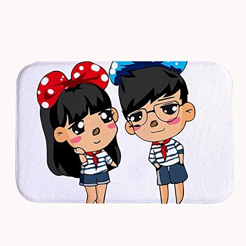 Whiangfsoo Cartoon Lovers Bath Kitchen Front Door Mats for Just Married Wedding Couple 20" x 32"