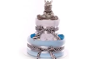 MY KIND OF GIFT Zebra Two Tier Nappy Cake Gift - Large Baby Boy