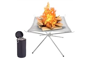 Nestling Portable Foldable Outdoor Fire Pit, 304 Stainless Steel Mesh Fireplace, Picnic, Campfire, Fire Pit, Wood Burning with Carry Bag for Patio, Camping, Backyard