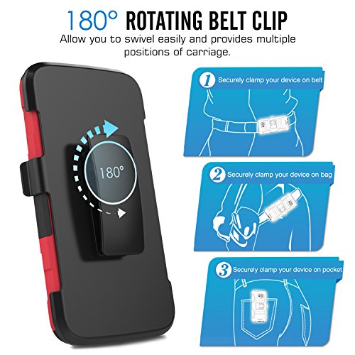 MoKo Moto G4   G4 Plus Funda - Cubierta Superior Resistente con Pata de cabra    ltimo Protecci  n de Caiga y Absorbente de impactos para Motorola Moto G 4th Generaci  n   G4 Plus 5 5 Pulgadas 2016  Rojo