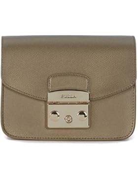 Borsa a tracolla Furla Metropolis Mini in pelle metallizzata bronzo