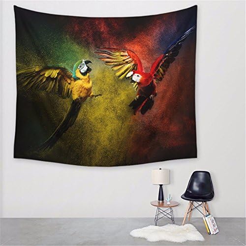 YANYANGXIN Modern fashion digital printing tapestry,Polyester square decoration tablecloth,3D parrot beach towel,Outdoor table cloth,150x130cm,E