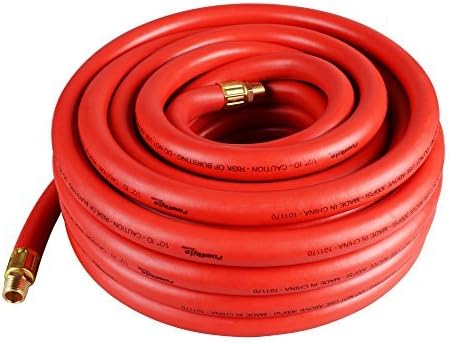 PowRyte Basic 101170 1/2-Inch by 50-Feet 300 PSI Rubber Air Hose with 3/8-Inch MNPT Brass Ends by PowRyte Basic