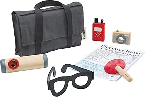 PlanToys Set de Détective Enfant - Valise avec Walkie-Talkie en Bois - Jouet en Bois 3+ Ans - Cadeau de Jeu de Détective