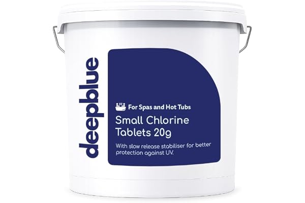 Deep Blue – Mini 20 g stabiliserade klortabletter med långsam upplösning - 5Kg (med flytande doserare)