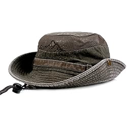 Para hombre verano algodón bordado visera parasol de malla gorro de cubo sombreros pescador escalada al aire libre cap, negro, talla única