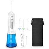 YUES YXY-801 Şarjlı Ağız Duşu ve Oral İrrigat&ouml;r, 300 ml Su Haznesi, 4 Modlu Diş Arası Temizleme Cihazı, IPX7 Su Ge&ccedil;irmez, 4 B