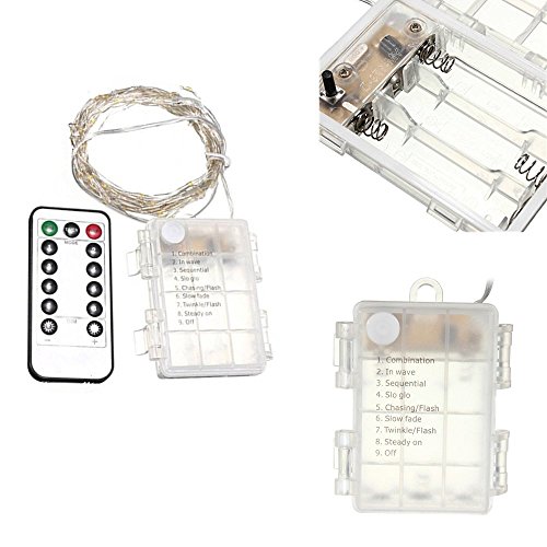 SOLMORE LED Lichterkette Batterie 10M Weiß Silberdraht Lichterdraht Schnur Licht String Light Drahtlichterkette 100LED Wasserdichte IP65 mit Fernbedienung für Zimmerdeko Weihnachtsdeko Garten Hochzeit Vase Party Weihnachtsbeleuchtung Deko - 6