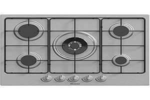 Hisense GM772XF płyta kuchenna gazowa, 5 stref gotowania, szerokość 70 cm, palnik wok z podwójną koroną i emaliowane ruszty, wbudowany zapłon, nierdzewny odcisk palnika 51 x 70,99 x 8,99 cm