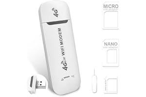 KUWUNG Portable Wifi USB Plug, Pocket Router 4G LTE Dongle Sim Modem, Wireless Router with SIM Card Slot Support, Portable Travel Hotspot Support LTE With SIM Card Slot and Pin