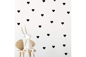 StickerDeen | Heart Shape Decoration Removable Wall Art Vinyl Decal Stickers | (Pack of 80) (Black)